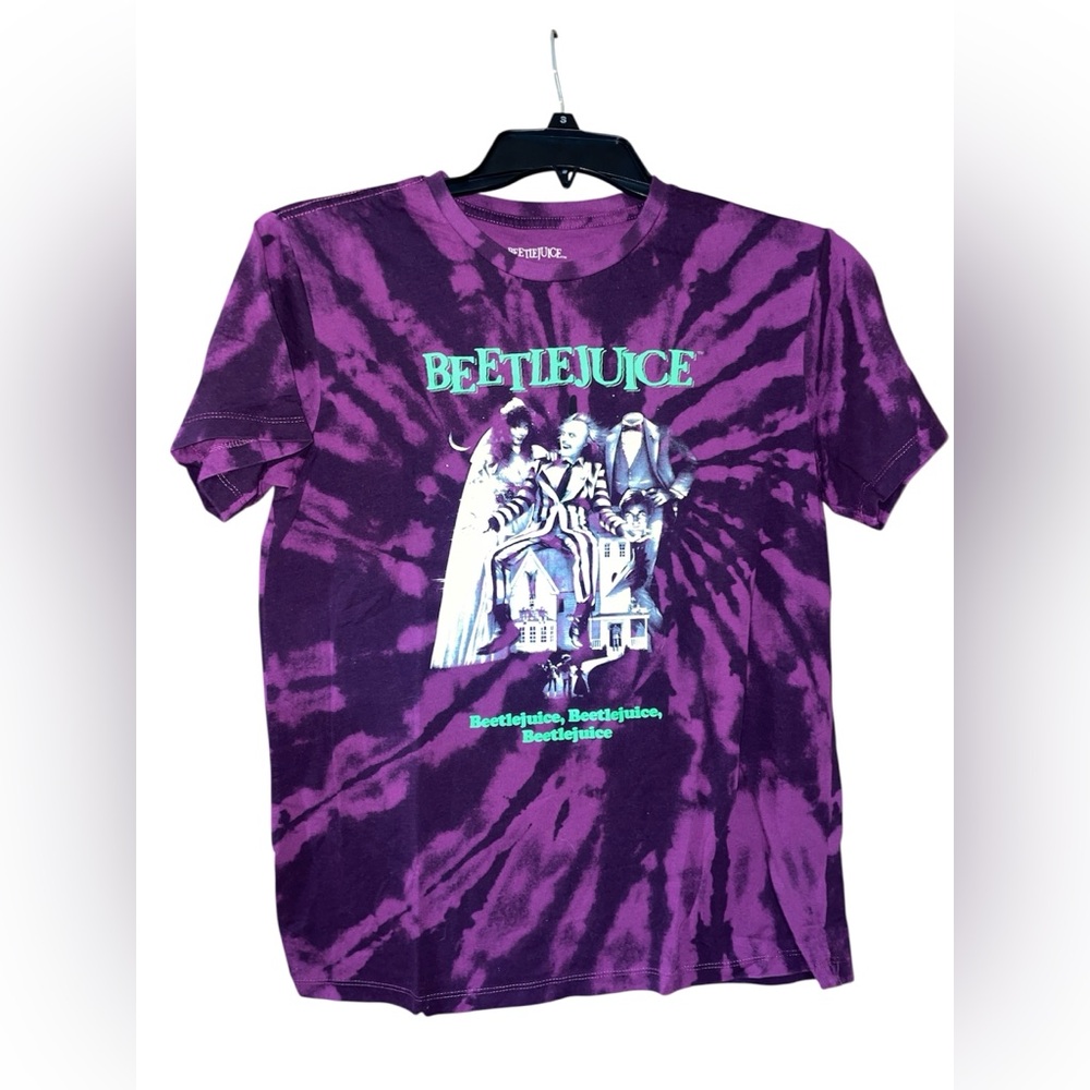 Purple Tie-Dye Beetlejuice T-Shirt Size Medium